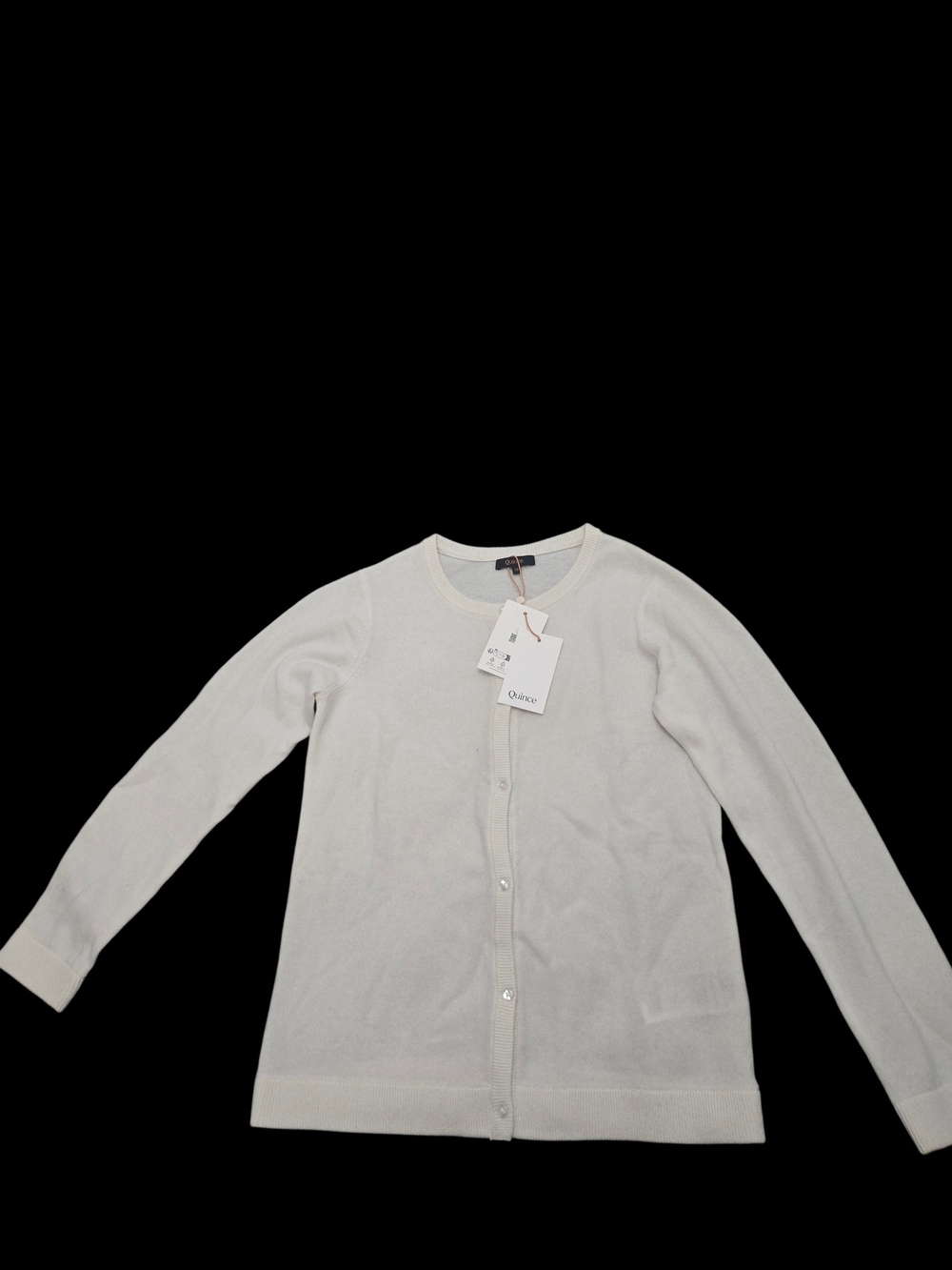 Quince Cream Crewneck Button-Front Cardigan